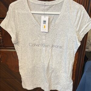 Calvin Klein Jeans Women's Gray V-Neck T shirt